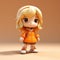 Kawaii Art 3d Model: Short Blonde Girl In Orange Jacket