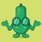 Kawaii avocado fruit mascot with confused gesture isolated cartoon in flat style