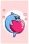 Kawaii baby shark with love in valentine day cartoon illustration