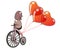 Kawaii bears are riding bicycle with heart balloons