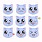 Kawaii blue cats emoji. Funny and cute cats. Vector cute kittens cat.