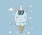 Kawaii blue unicorn ice cream