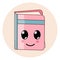 Kawaii book icon isolated. Cartoon flat style emoji.