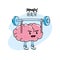 Kawaii brain with glasses and dumbbells design