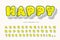 Kawaii bubble font with funny smiling faces. Cute cartoon alphabet. For birthday, baby shower, greeting cards, party