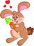 Kawaii bunny rabbit holding a carrot, for children`s book, Easter card Valentine`s Day card