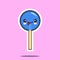 Kawaii candy lollipop character cartoon emoticon face icon.
