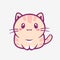Kawaii cartoon cat. Funny smiling little kitty with pink stripes anime style