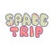 Kawaii cartoon letters, the inscription space trip