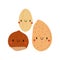 Kawaii Cartoon Pistachio, Almond and Hazelnut