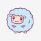 Kawaii cartoon sheep. Funny smiling little sheep with blue wool anime style.