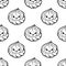 Kawaii cartoon style doodle characters zephyr, funny seamless pattern. Emoticon face icon. Hand drawn black ink illustration