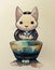 kawaii cat with an empty pot, ai generated image