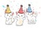 Kawaii cats in the party