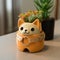 Kawaii Charm: Orange Pot With Cute White Dog - Hyper-realistic Nikon D850