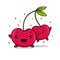 Kawaii Cherry fun cartoon vector illustration, cute summer berry smiling for logo, poster, banner, logo, icon, textile
