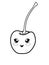 Kawaii cherry with a smiling face. Smiling, sweet, little cherry with a handle - vector linear picture for coloring. Outline.