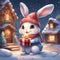 Kawaii Chibi Bunny\'s Christmas Delight in Winter