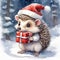 Kawaii Chibi Hedgehog Spreading Christmas Joy