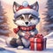 Kawaii Chibi Wolf Spreading Christmas Cheer