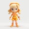Kawaii Chic Character In Orange With Long Blonde Hair