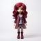 Kawaii Chic Vinyl Toy With Red Hair - Fine And Detailed Object Portraiture