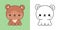 Kawaii Clipart Bear Illustration and For Coloring Page. Funny Kawaii Animal.