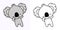 Kawaii Clipart Koala Illustration and For Coloring Page. Funny Kawaii Koala. Vector Illustration of a Kawaii Animal for