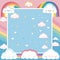 kawaii cloud background with rainbow and clouds