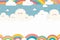 kawaii cloud background with rainbow and clouds