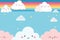 kawaii cloud background with rainbow and stars