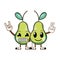 Kawaii couple delicious pear fruit