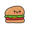 Kawaii cute burger in doodle style