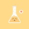 kawaii and cute character erlenmeyer chemical flask flat design vector illustration. Science experiment, research laboratory