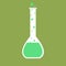 kawaii and cute character volumetric flask chemical flat design vector illustration. Science experiment, research laboratory