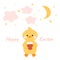 Kawaii cute chicken, duckling with moon, stars and clouds. Happy Easter. Charming clipart for postcards, prints, banners