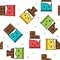 Kawaii cute chocolate colorful seamless pattern