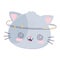 Kawaii cute crazy cat face cartoon isolated icon