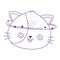 Kawaii cute crazy cat face cartoon isolated icon