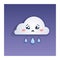 Kawaii cute crying cloud with rain