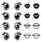 Kawaii cute eyes and lips icons set, Kawaii character