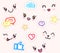 Kawaii cute faces and stickers set. Japanese manga style eyes and mouths, funny anime emotions