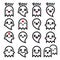 Kawaii cute ghost for Halloween icons set