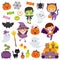 Kawaii cute Halloween Clipart Set