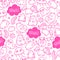 Kawaii cute seamless pattern with super cute animals and elements . Vector outline llustration.