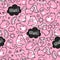 Kawaii cute seamless pattern with super cute animals and elements . Vector outline llustration.