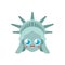 Kawaii Cute Statue of Liberty. funny landmark United States. kids character America is symbol. Childrens style