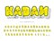 Kawaii cyrillic font with funny smiling faces. Cute cartoon alphabet. For birthday, baby shower, greeting cards, party