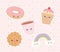 Kawaii dessert donut cookie cupcake coffee cup rainbow fast food cartoon