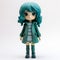 Kawaii Doll With Green Hair - Cute Toy Inspired By Manga And Ocean Academia